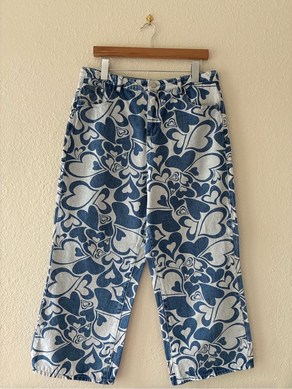 Vintage Supply High-Rise Women’s Jeans in Blue Heart Print